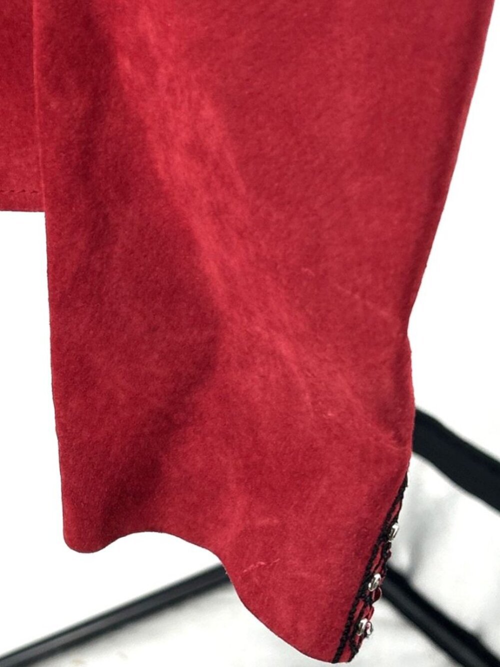 Cripple Creek Red Suede Leather Jacket Sz L Silver Metal Embellishment - Picture 10 of 15